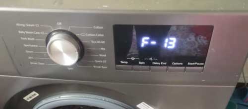 Placeholder image: washing machine display panel showing an error code